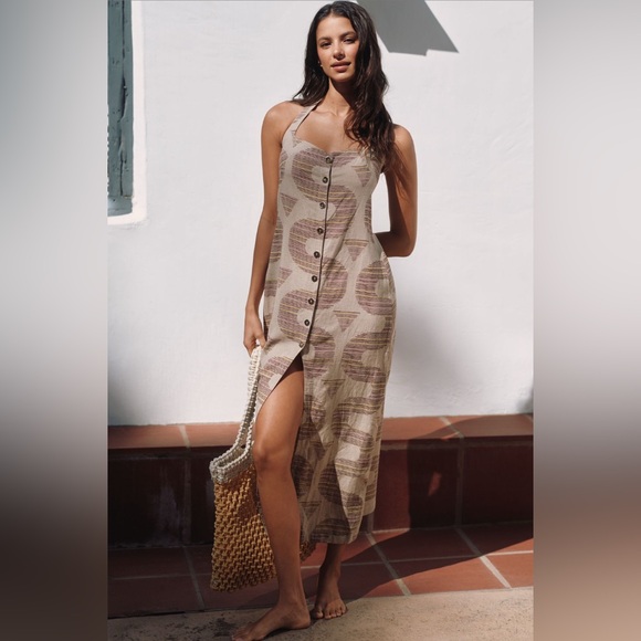 Anthropologie Dresses & Skirts - ✨ Anthropologie Linen Halter Button-Front Maxi Dress Sz XL